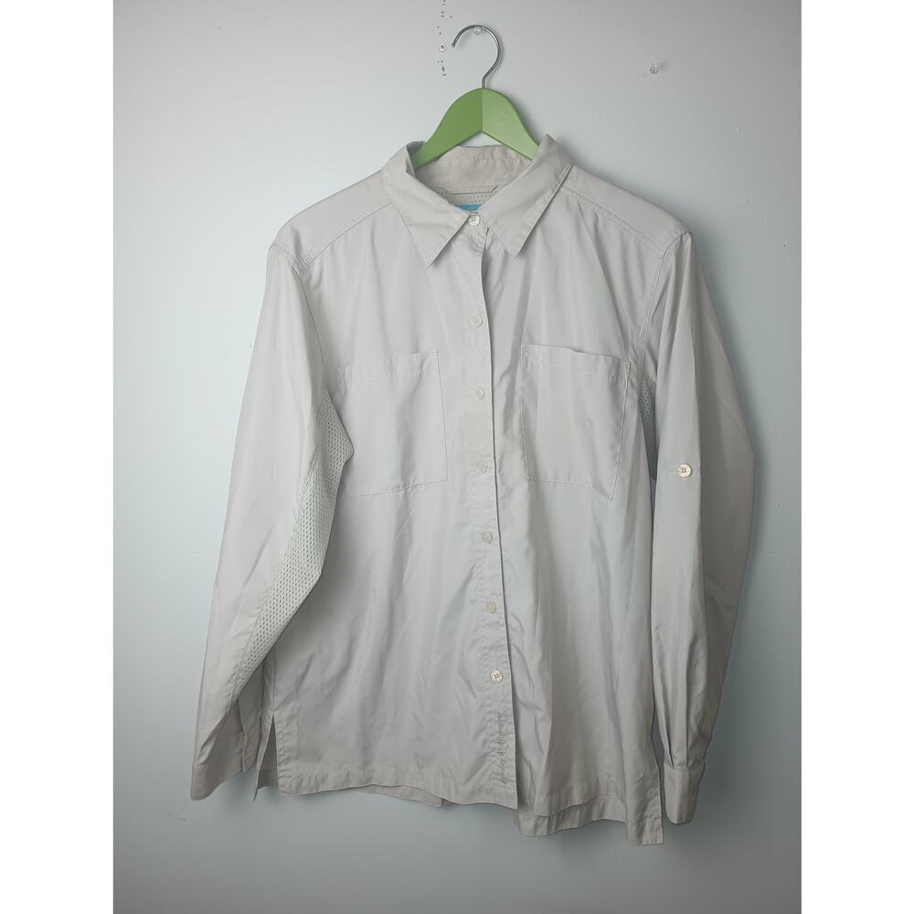 Sun Day Afternoons UPF 40 Button up‎ Long sleeve Shirt Men's Large Tan Vented